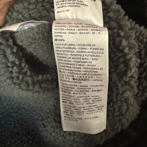 Levi's Charcoal Denim Jacket with Sherpa Gray Collar - Picture 6 of 6